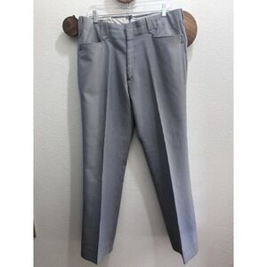 Vintage H Bar C Ranchwear Disco Pants Men 35x32 Blue Poly Houndstooth 70s